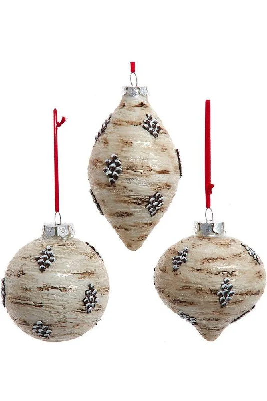 Glass Birch Berries Textured Ornament