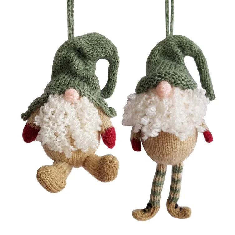 Christmas Snow Covered Streets Gnome Ornaments, Set of 2