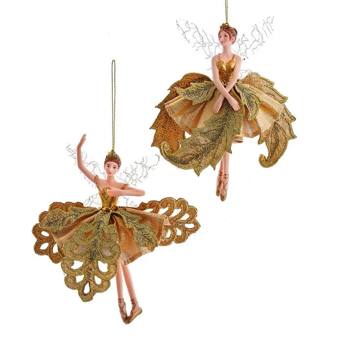 Christmas Classic Traditions Gold Fairy Ballerina Ornaments