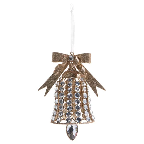 Christmas Festive Atmosphere Gold Glitter Jewelled Bell