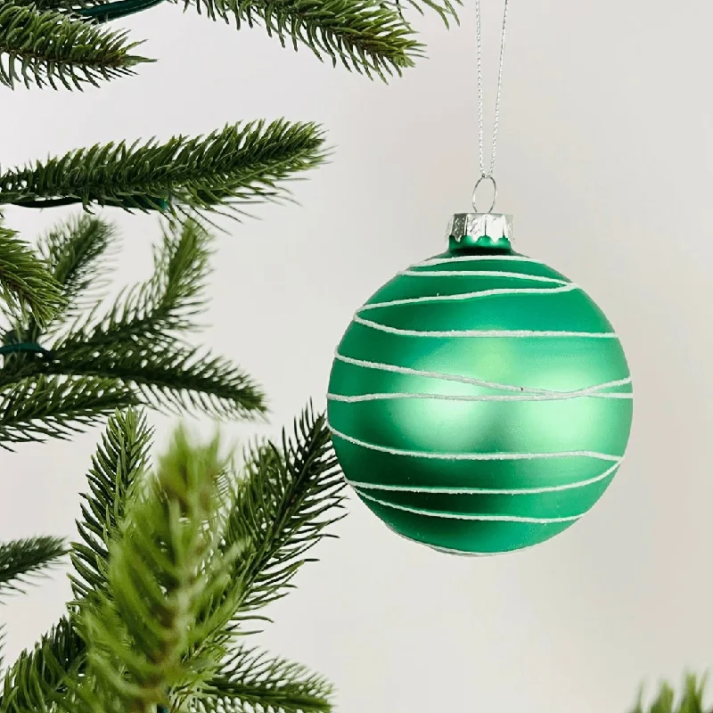 Christmas Holiday Table Sea Green Matte Ball Ornament with Glitter