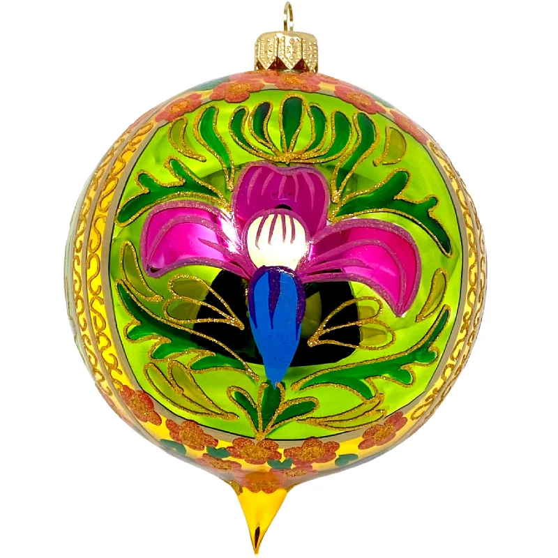 Christmas Cozy Weather Green Gardens Blown Glass Christmas Ornament