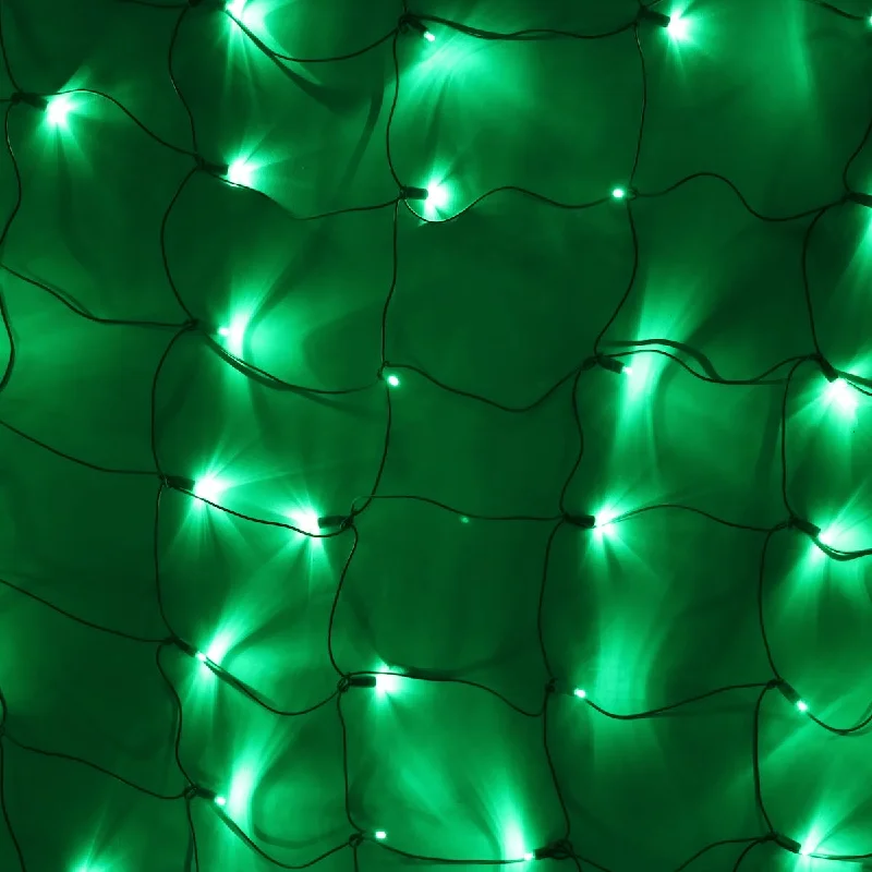 Christmas Snow Covered Streets 100-light M5 Green LED Net Lights, Green Wire