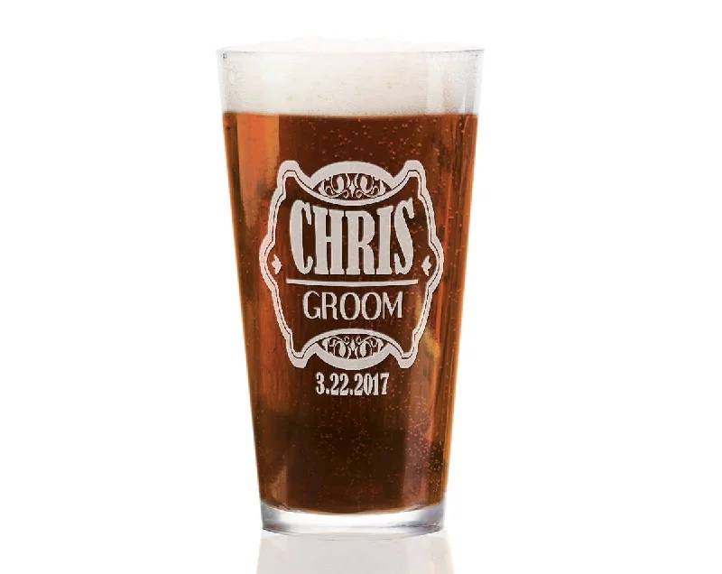Christmas Special Dinner Groomsman Wedding Party ONE Custom Wedding Party Shield 16 Oz Best Man Bachelor Party Thank You Usher Father of Bride Custom Gift from Groom