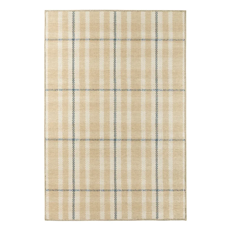 Hallie Plaid Khaki Machine Washable Rug