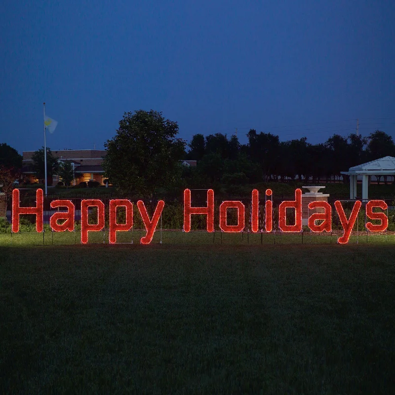 Happy Holidays Sign (Ropelight with Garland) - Red (1111-R)