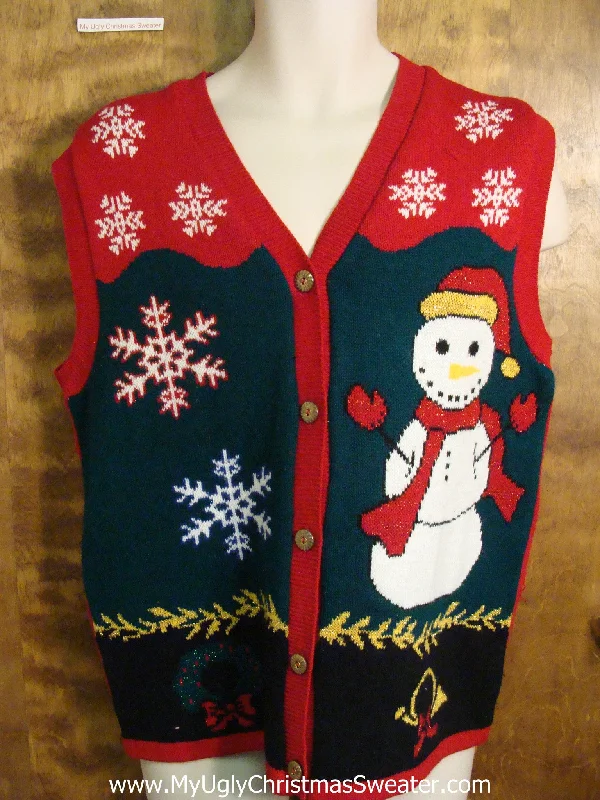 Christmas North Pole Happy Snowman Vest Ugly Christmas Sweater