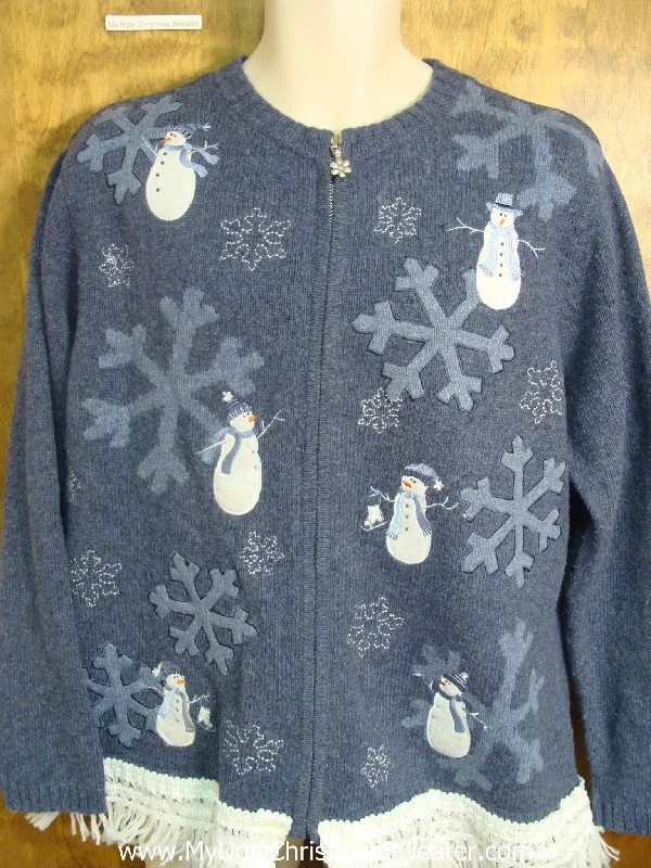 Christmas Nostalgic Memories Happy Snowman with Snowflakes Ugly Christmas Jumper