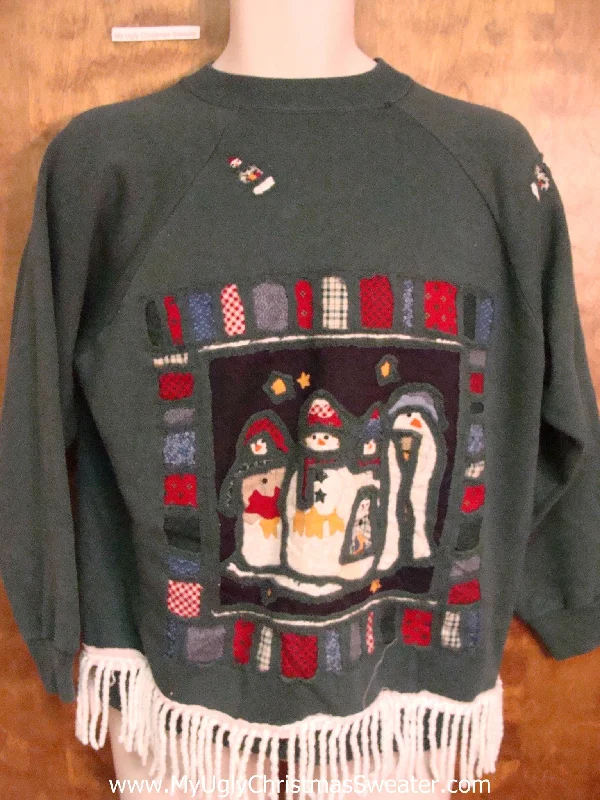 Christmas Tree Angel Hideous 80s Snowmen Funny Novelty Christmas Sweatshirt