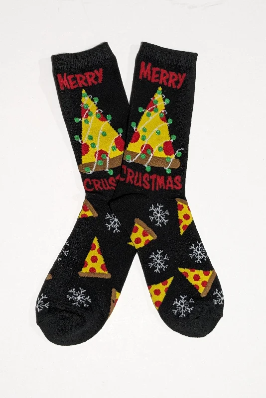 Christmas Winter Joy Merry Crustmas Crew Socks