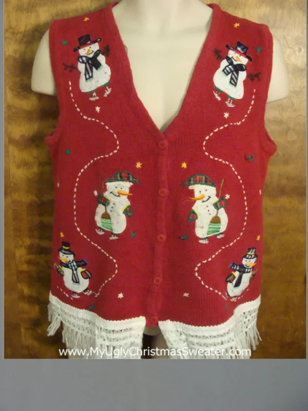 Christmas Midnight Feast Holiday Snowman Ugly Christmas Jumper Vest