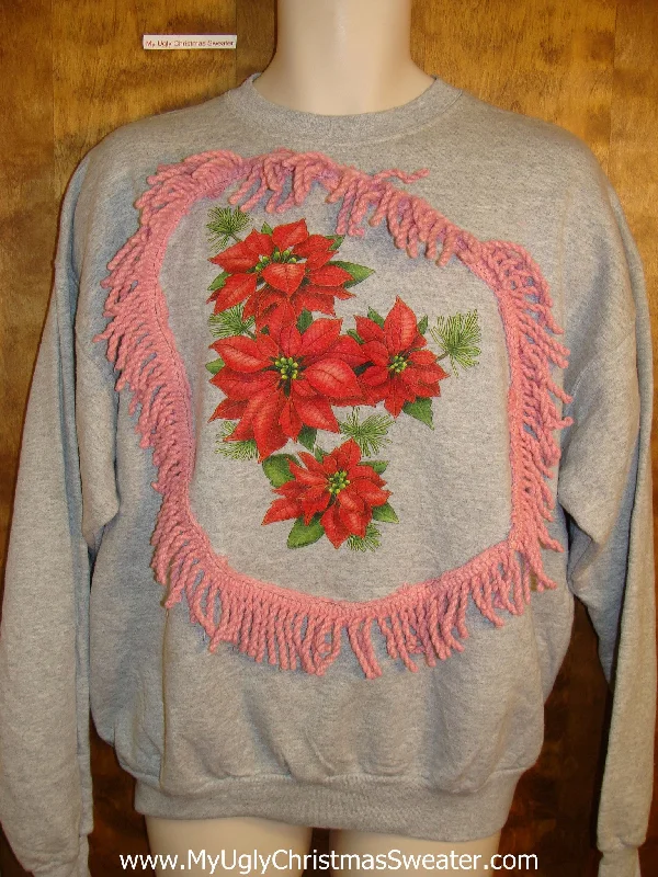 Christmas Winter Wonderland Decor Homemade 80s Poinsettia Themed Funny Christmas Sweatshirt