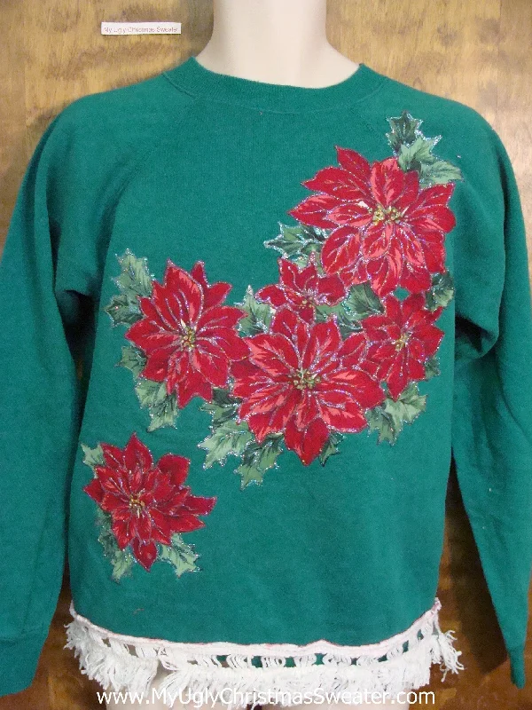 Christmas Twinkling Lights Homemade 80s Poinsettias Funny Novelty Christmas Sweatshirt