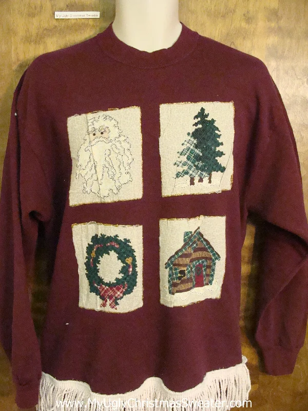 Christmas Snow Covered Roof Horrible 80s Blocks Funny Novelty Christmas Sweatshirt