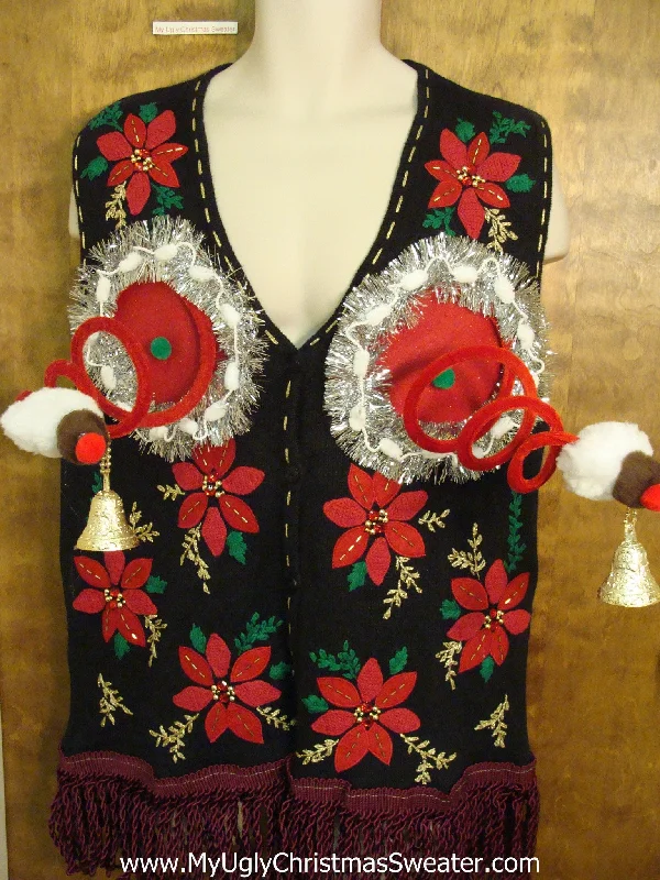 Horrible Poinsettias Ugly Christmas Jumper Vest Naughty Sweater