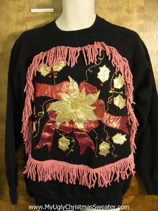 Christmas Cozy Decor Horrilbe Homemade 80s Poinsettia Funny Christmas Sweatshirt