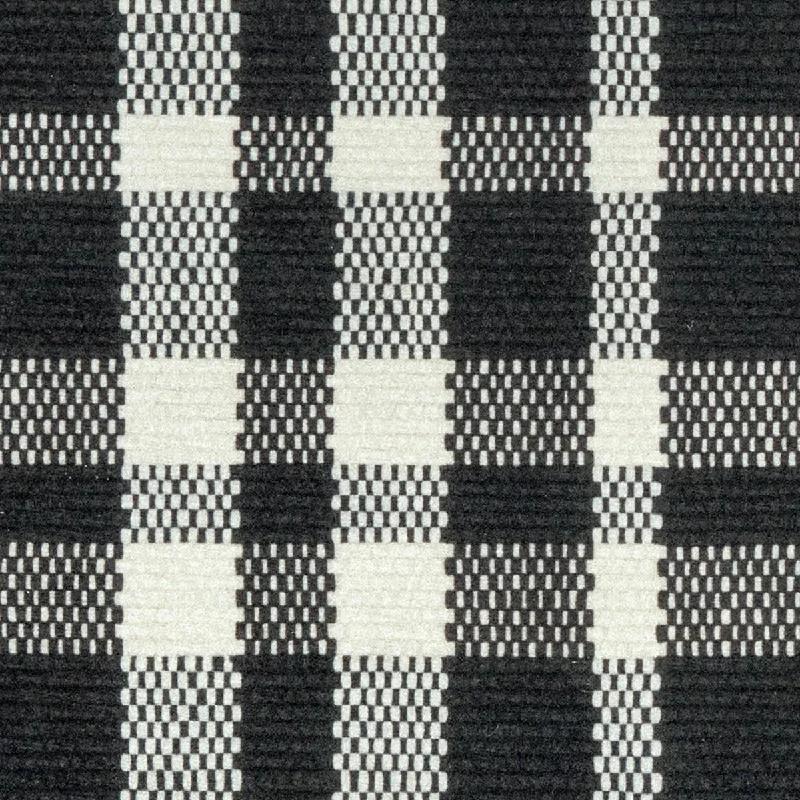 Houston Plaid Black Machine Washable Rug Swatch