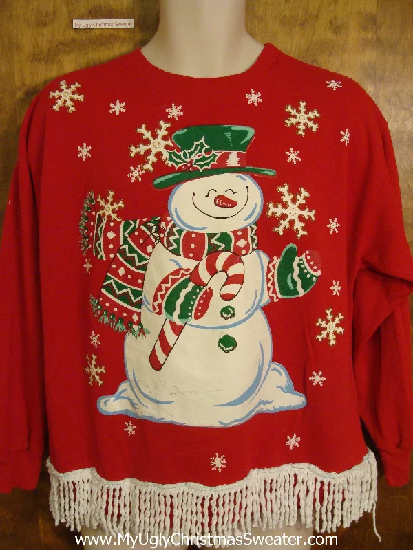 Christmas Warm Drinks Huge Snowman 80s Retro Funny Novelty Christmas Sweatshirt