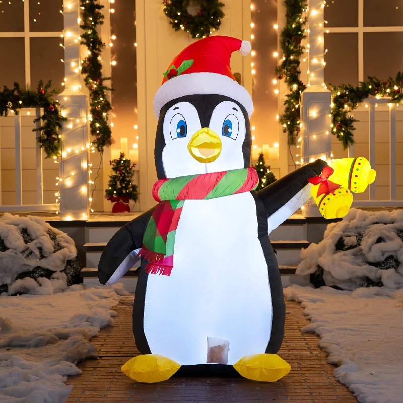 Christmas Mistletoe Magic Tall Christmas Holiday Penguin Inflatable (5 ft)