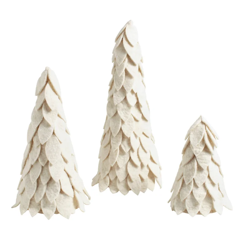 Ivory Felt Trees/Set of 3