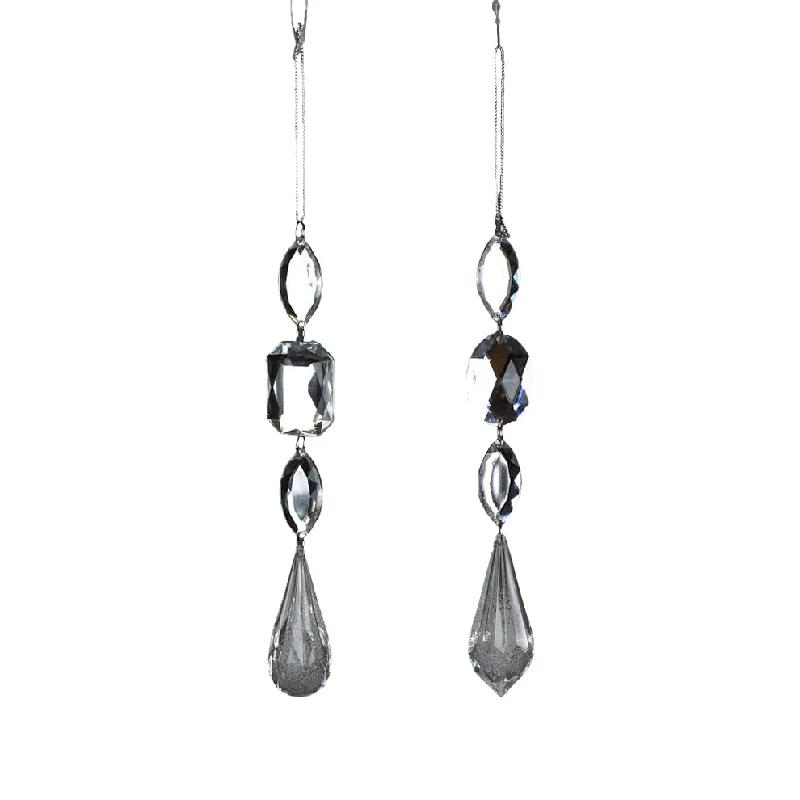 Christmas Wrapped Surprises Jewel Drop Ornament - Silver/Clear