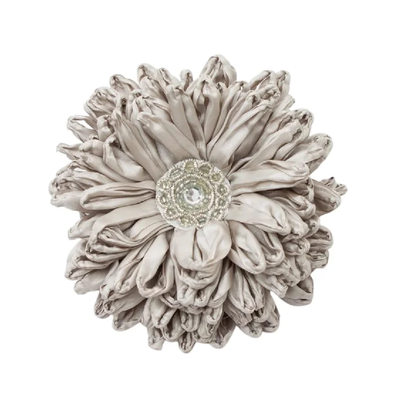 Christmas Winter Forest Silver Jeweled Peony Clip-on Ornament