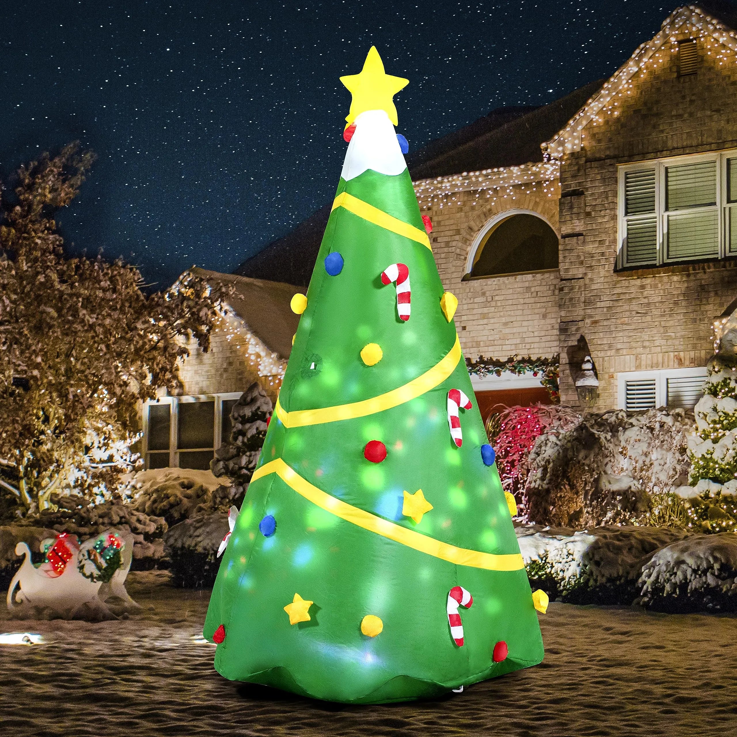 Christmas Glittering Stars Jumbo Christmas Tree with Lights Inflatable (8 ft)