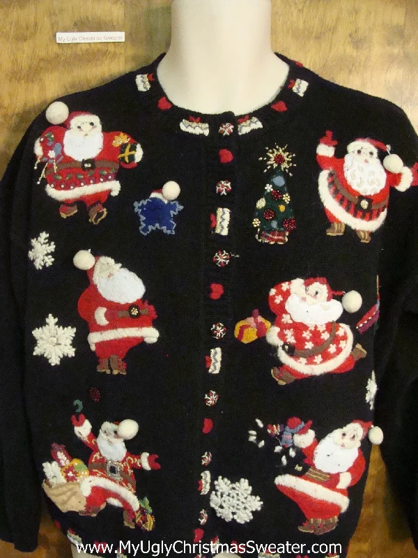 Christmas Glittery Decor Jolly Santa Ugly Christmas Jumper