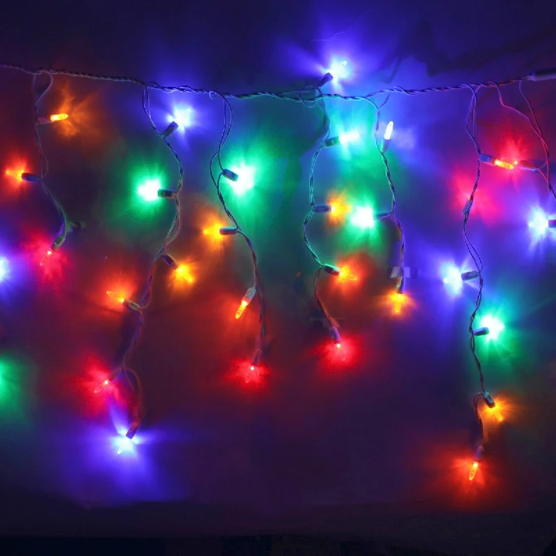 Christmas Gingerbread Delights 100-light M5 Multicolor LED Icicle Lights, White Wire