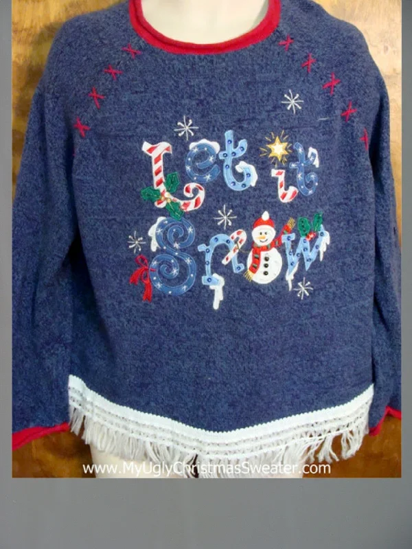 Christmas Santa Workshop Let It Snow Ugly Christmas Jumper