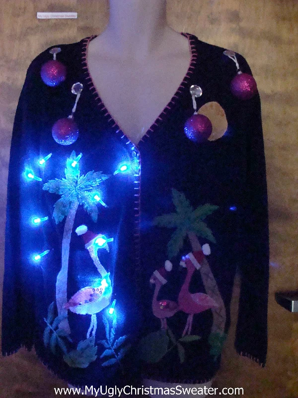 Light Up Tropical Palm Trees Ugly Christmas Sweater