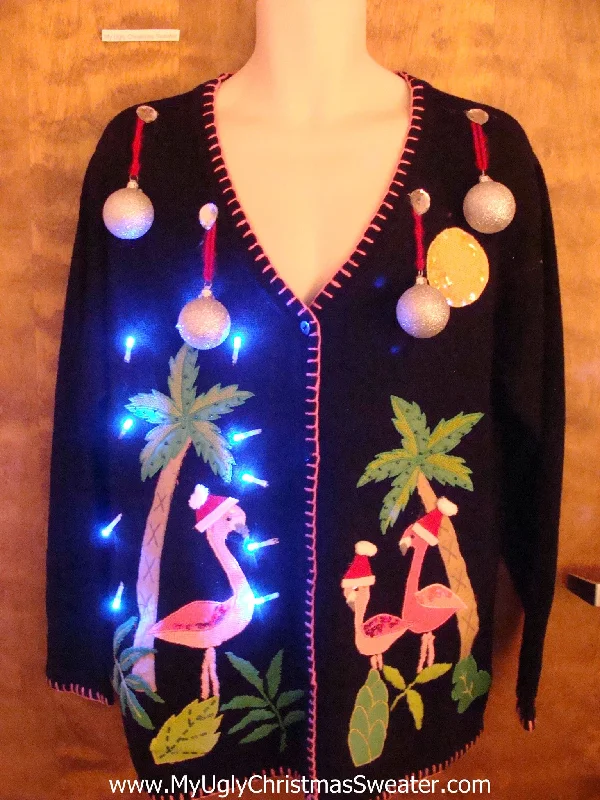 Light Up Tropical Palm Trees Ugly Christmas Sweater