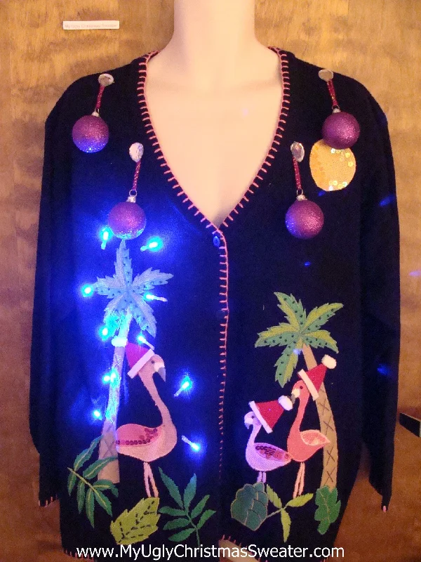 Light Up Tropical Palm Trees Ugly Christmas Sweater