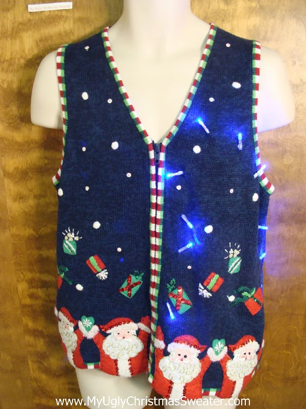 Christmas Holiday Candlelight Light Up Ugly Xmas Sweater Vest