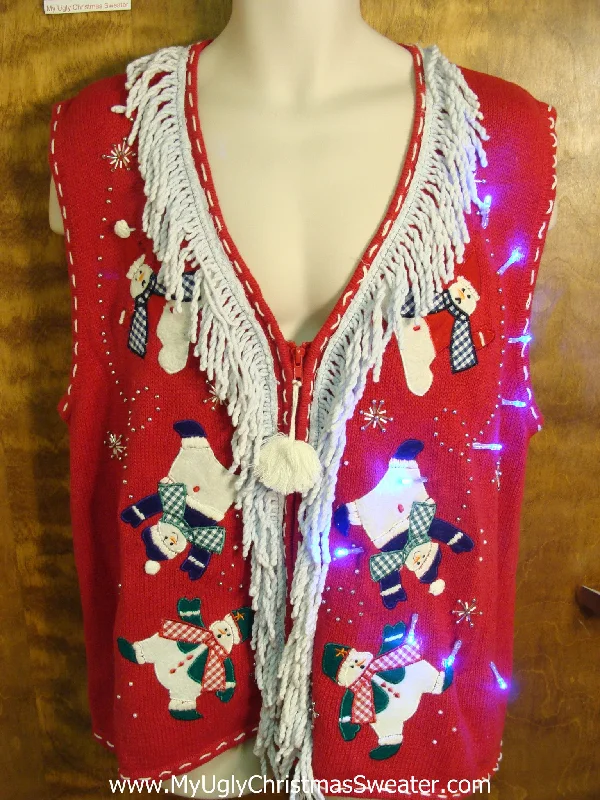Christmas Glittery Decor Light Up Ugly Xmas Sweater Vest