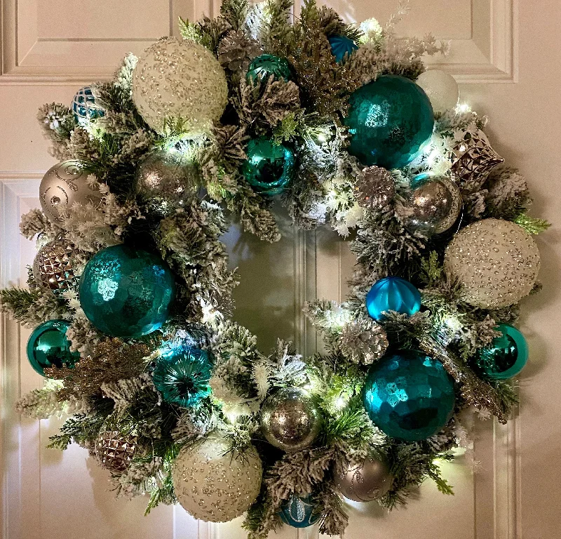 Christmas Classic Stories Lighted Blue Snowflake Christmas Ornament Wreath