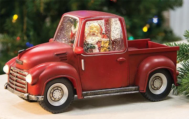 Christmas Festive Wrapping Lighted Santa Truck Water Globe