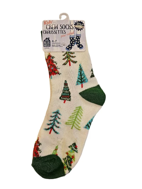 Christmas Garland Designs Children's Socks  Christmas Trees   Crew Sock