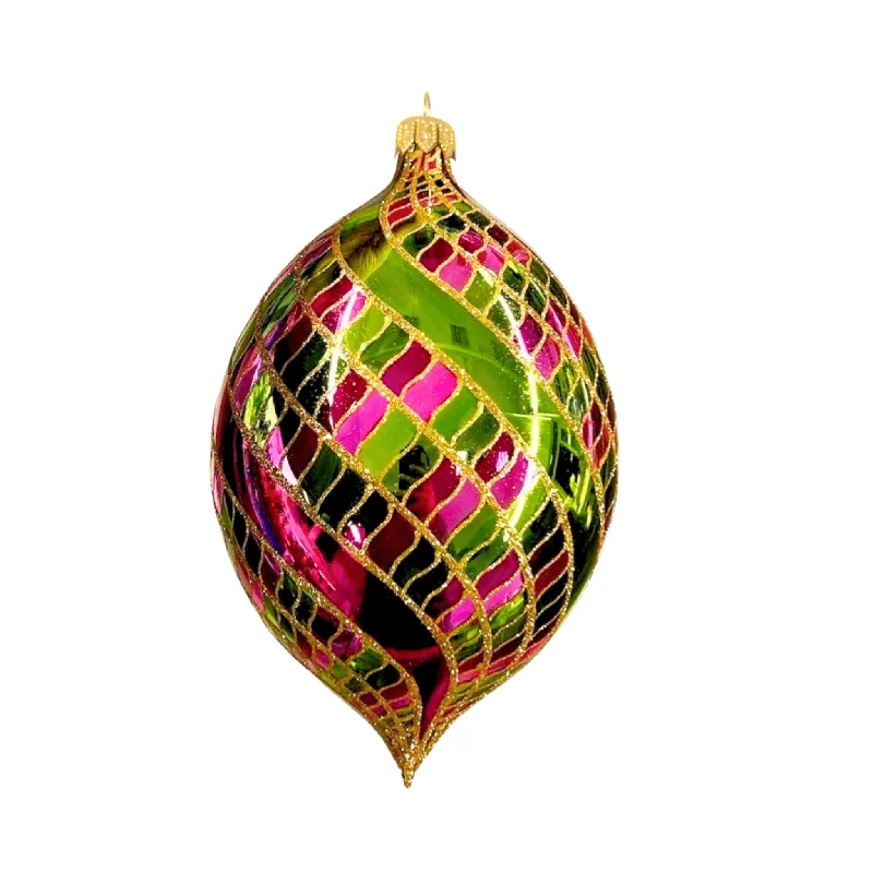 Christmas Festive Atmosphere Luck Is A Lady Spinner Blown Glass Christmas Ornament
