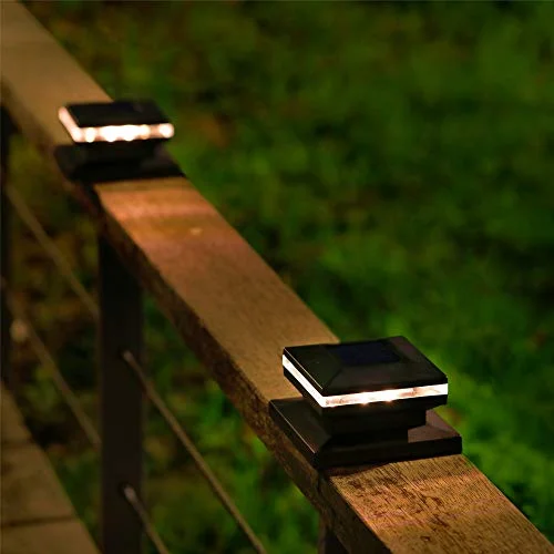 15 Lumen Outdoor Post Cap Light for Fence Deck or Patio, Warm White High Brightness SMD LED Lighting, Lamp Fits 4x4, 5x5 or 6x6 Wooden Posts, 6 Pack