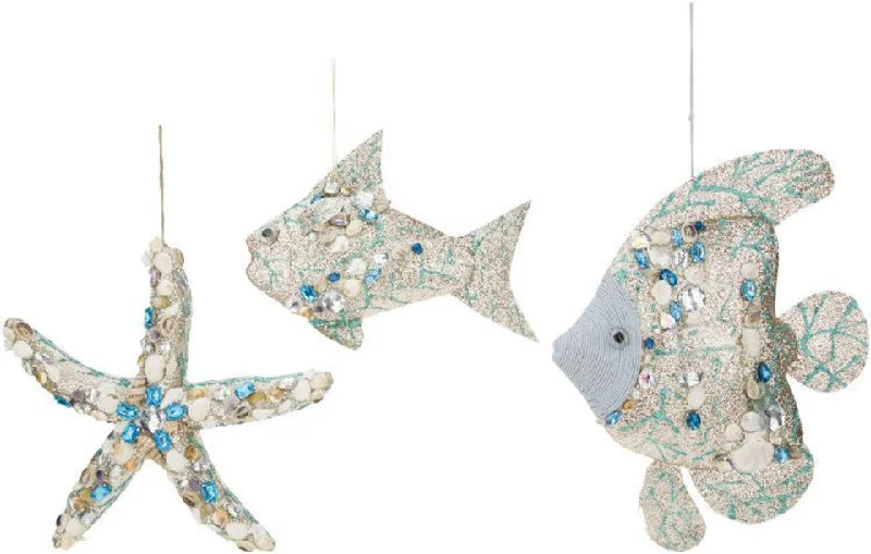 Christmas Festive Wrapping Mark Roberts 11"-15" Jewels Of The Sea Ornaments Assorted Set Of 3