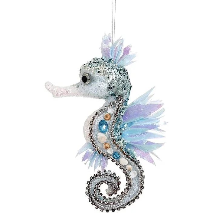 Christmas Holiday Countdown Mark Roberts 12" Beaded Seahorse Ornament Set Of 4