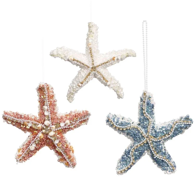 Christmas Winter Nights Magic Mark Roberts 3"-7" Starfish Ornaments Assorted Set Of 3