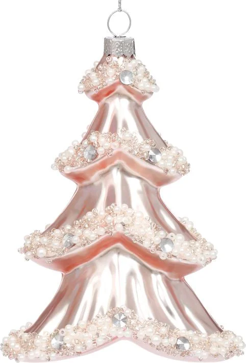 Christmas Holiday Candlelight Mark Roberts 5" Pink Pearlized Tree Ornament Set of 6