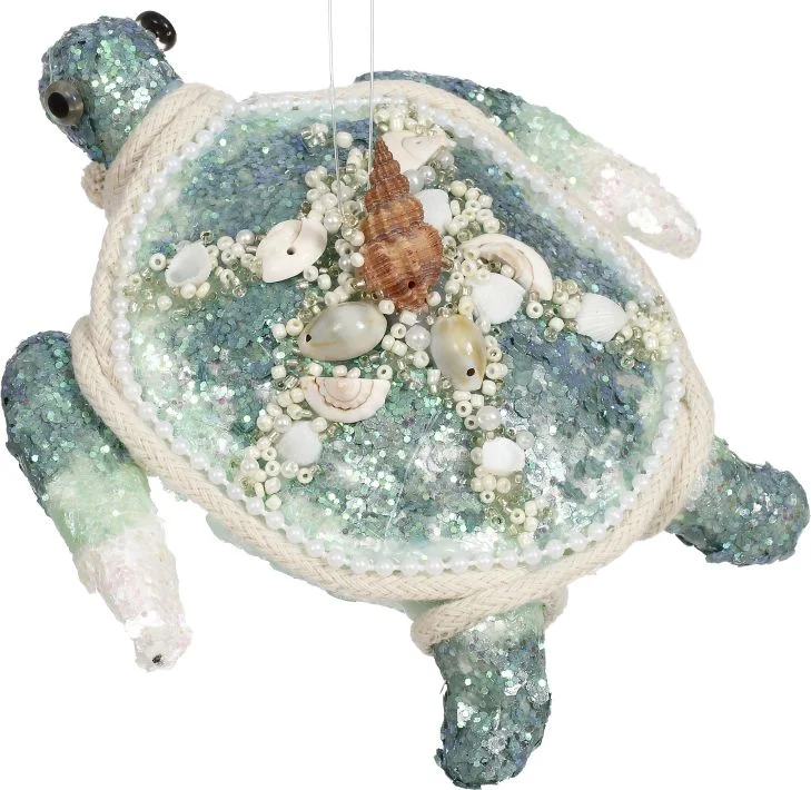 Christmas Magical Experience Mark Roberts 6" Green Sparkling Turtle Ornament Set of 4