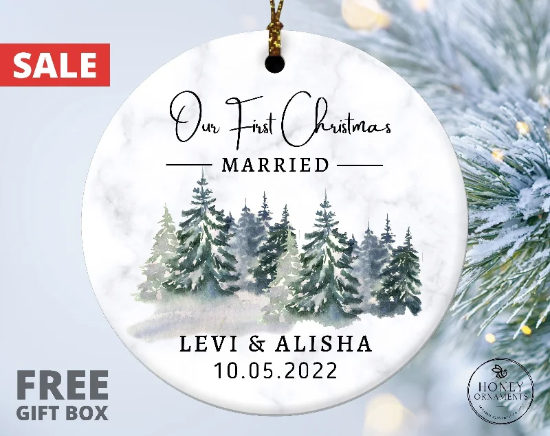 Christmas Holiday Goodies Married Ornament, Wedding Gift, Our First Christmas as Mr and Mrs Gift, Wedding Couples Ornament, First Married Christmas, Newlywed Gift
