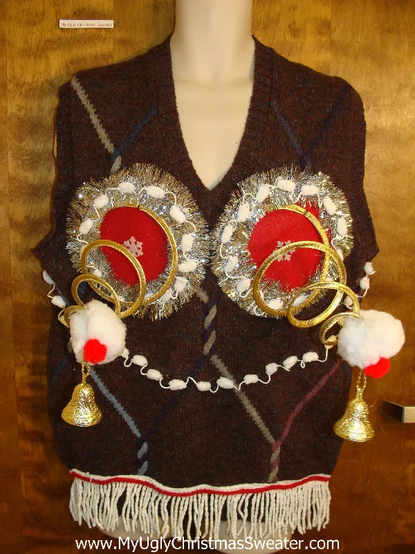 Mens Christmas Sweater Vest with Funny Naughty Theme