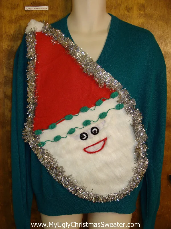 Christmas Classic Festivities Mens Furry Faced Santa Tacky Christmas Sweater