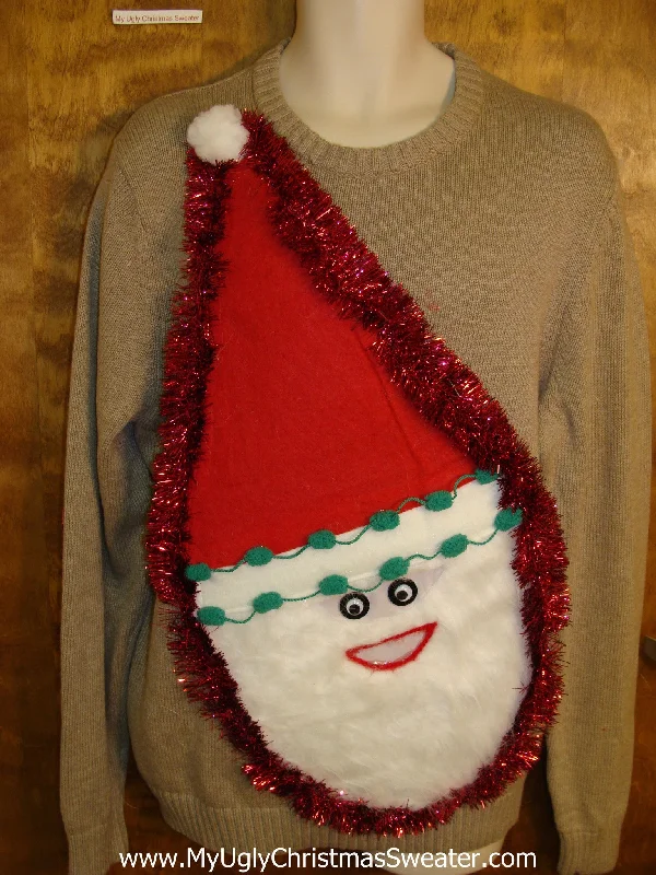 Christmas Gift Exchange Ideas Furry Faced Santa Tacky Christmas Sweater