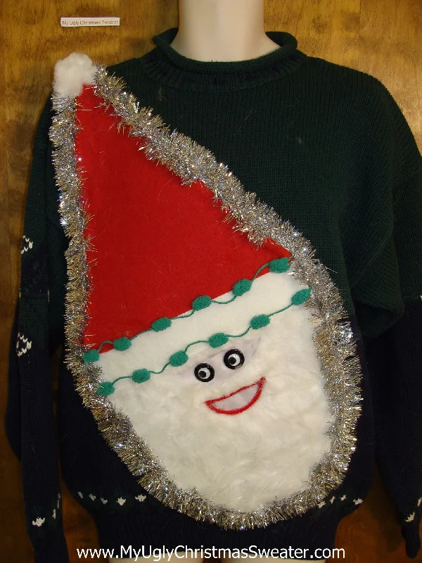 Christmas Baking Fun Mens Furry Faced Santa Tacky Christmas Sweater